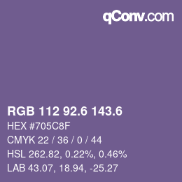 カラーコード: RGB 112 92.6 143.6 | qconv.com