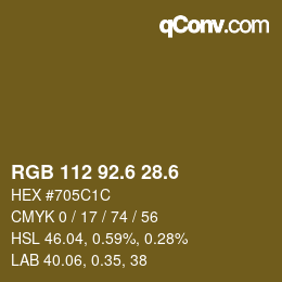 カラーコード: RGB 112 92.6 28.6 | qconv.com