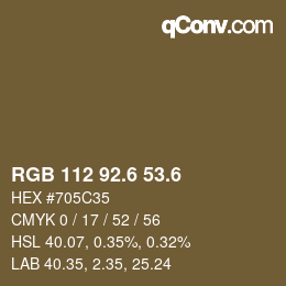 カラーコード: RGB 112 92.6 53.6 | qconv.com