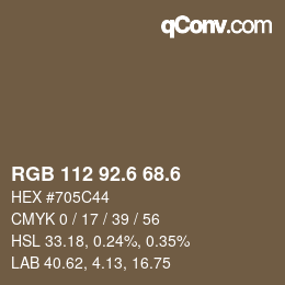 カラーコード: RGB 112 92.6 68.6 | qconv.com