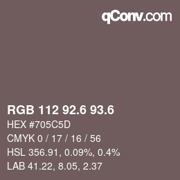 カラーコード: RGB 112 92.6 93.6 | qconv.com