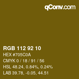 颜色代码: RGB 112 92 10 | qconv.com