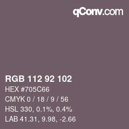 颜色代码: RGB 112 92 102 | qconv.com