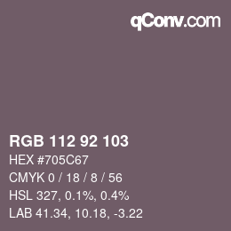 カラーコード: RGB 112 92 103 | qconv.com