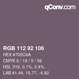颜色代码: RGB 112 92 106 | qconv.com