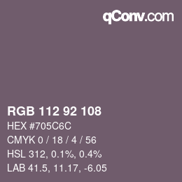 颜色代码: RGB 112 92 108 | qconv.com