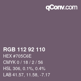 颜色代码: RGB 112 92 110 | qconv.com