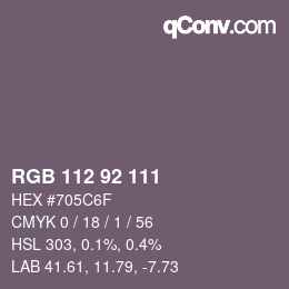 颜色代码: RGB 112 92 111 | qconv.com