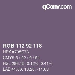 颜色代码: RGB 112 92 118 | qconv.com