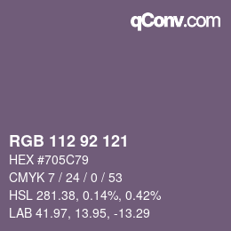 Color code: RGB 112 92 121 | qconv.com