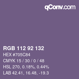 颜色代码: RGB 112 92 132 | qconv.com