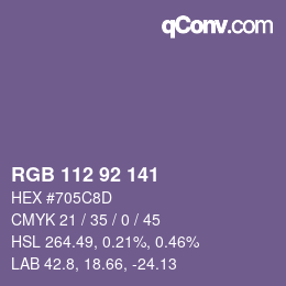カラーコード: RGB 112 92 141 | qconv.com