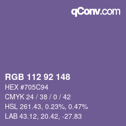 颜色代码: RGB 112 92 148 | qconv.com