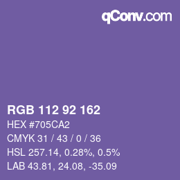カラーコード: RGB 112 92 162 | qconv.com