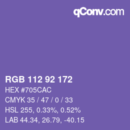 カラーコード: RGB 112 92 172 | qconv.com
