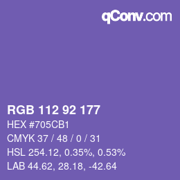 Color code: RGB 112 92 177 | qconv.com