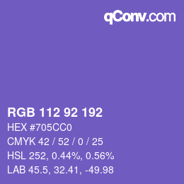 カラーコード: RGB 112 92 192 | qconv.com
