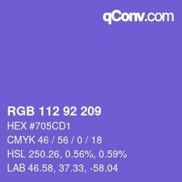 颜色代码: RGB 112 92 209 | qconv.com