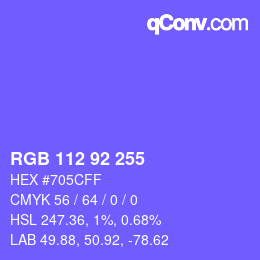 颜色代码: RGB 112 92 255 | qconv.com