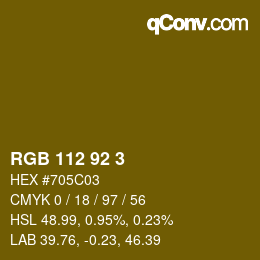 カラーコード: RGB 112 92 3 | qconv.com