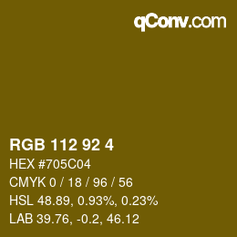 カラーコード: RGB 112 92 4 | qconv.com