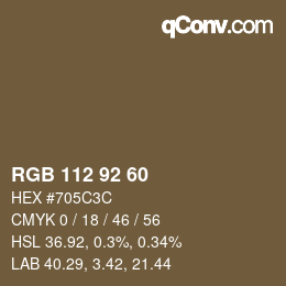 カラーコード: RGB 112 92 60 | qconv.com