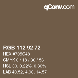 颜色代码: RGB 112 92 72 | qconv.com