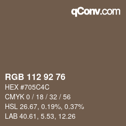 カラーコード: RGB 112 92 76 | qconv.com