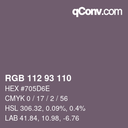 カラーコード: RGB 112 93 110 | qconv.com