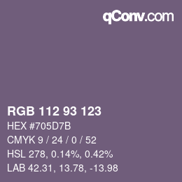 カラーコード: RGB 112 93 123 | qconv.com