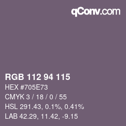 Color code: RGB 112 94 115 | qconv.com