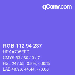 Color code: RGB 112 94 237 | qconv.com