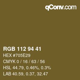 Color code: RGB 112 94 41 | qconv.com