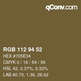 カラーコード: RGB 112 94 52 | qconv.com