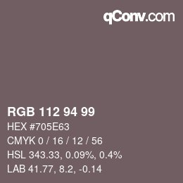 颜色代码: RGB 112 94 99 | qconv.com