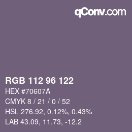 Color code: RGB 112 96 122 | qconv.com