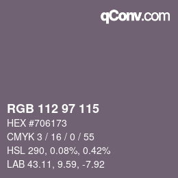 カラーコード: RGB 112 97 115 | qconv.com