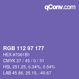カラーコード: RGB 112 97 177 | qconv.com