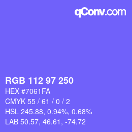 Color code: RGB 112 97 250 | qconv.com