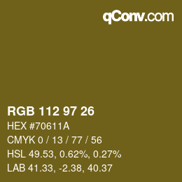 Color code: RGB 112 97 26 | qconv.com