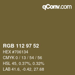 Color code: RGB 112 97 52 | qconv.com