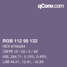 Código de color: RGB 112 98 132 | qconv.com