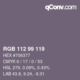 Color code: RGB 112 99 119 | qconv.com