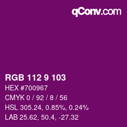 Color code: RGB 112 9 103 | qconv.com