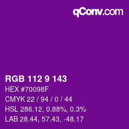 Color code: RGB 112 9 143 | qconv.com