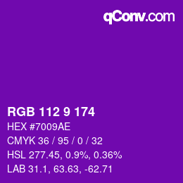 カラーコード: RGB 112 9 174 | qconv.com