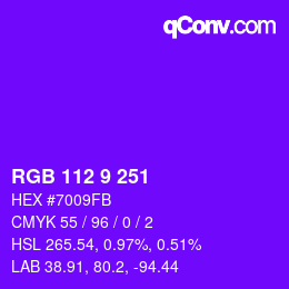 Color code: RGB 112 9 251 | qconv.com