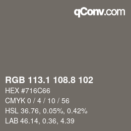 Farbcode: RGB 113.1 108.8 102 | qconv.com