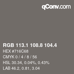 カラーコード: RGB 113.1 108.8 104.4 | qconv.com