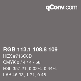 Color code: RGB 113.1 108.8 109 | qconv.com